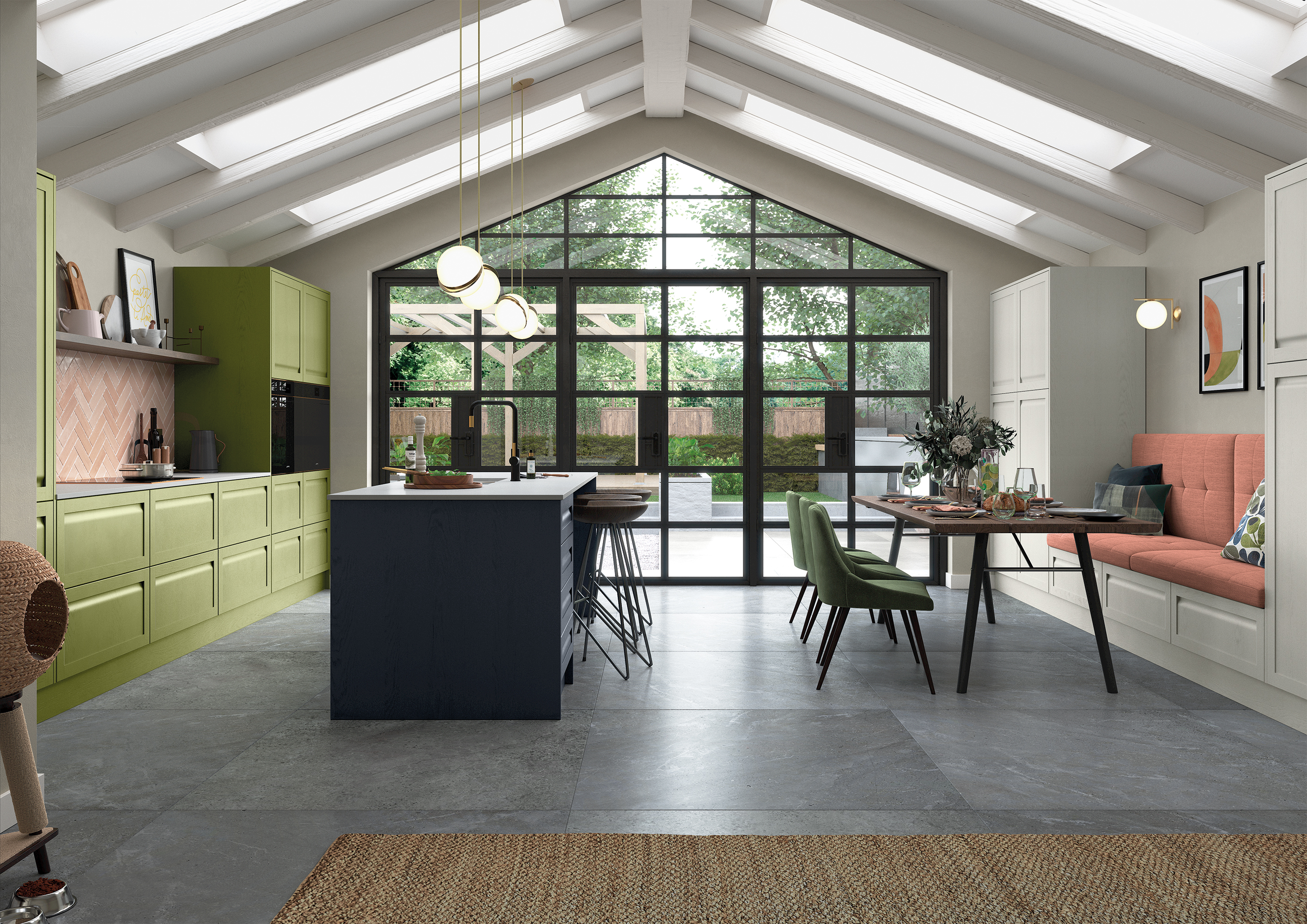 Harborne - Slate Blue Stone and CMS Citrus Green