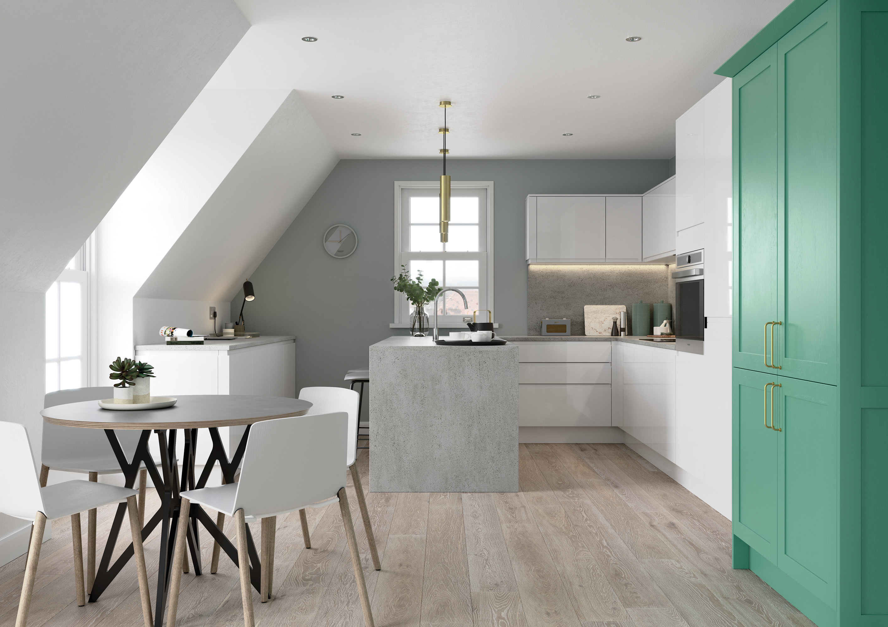 Strada Gloss - White and Aldana CMS Green