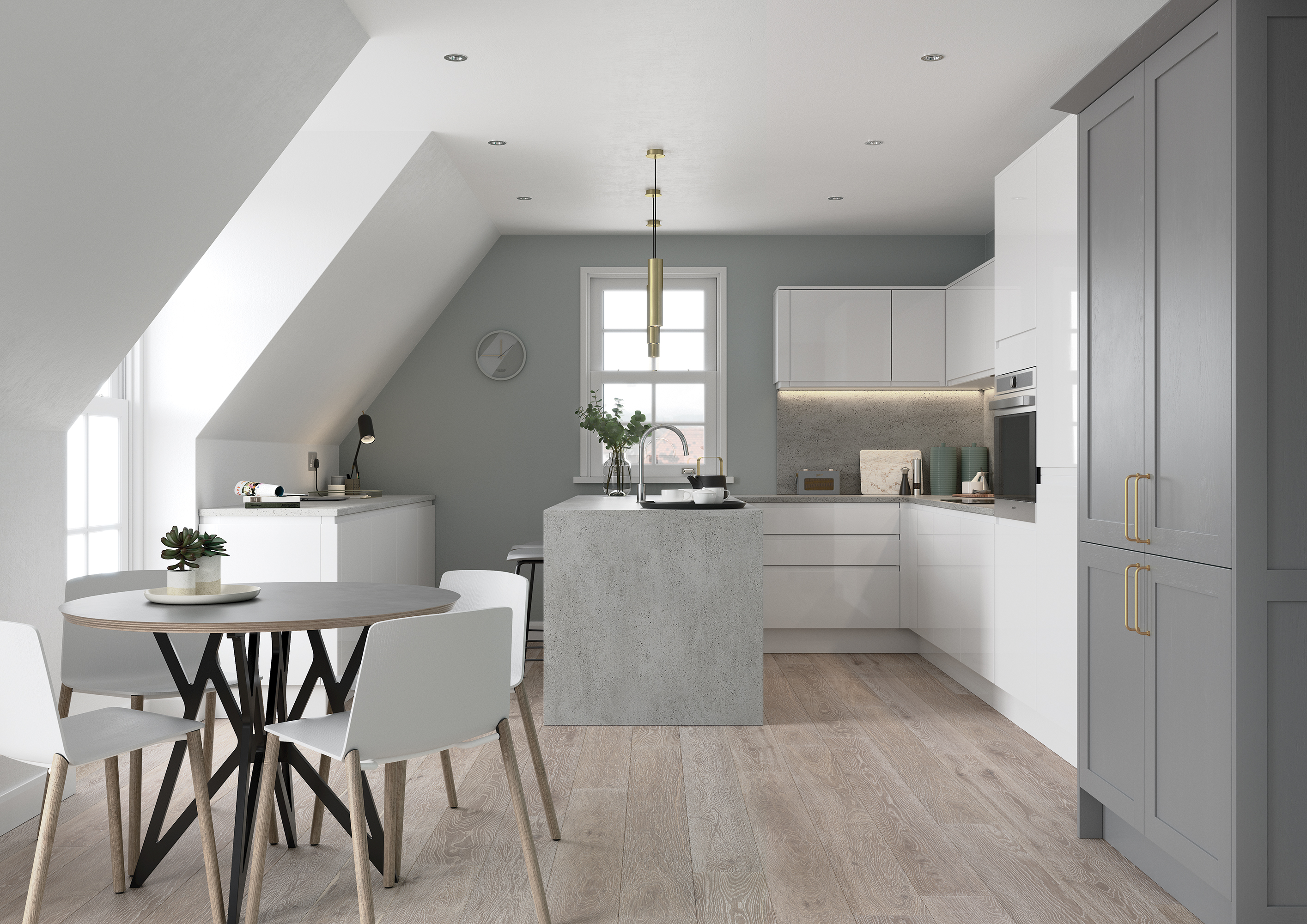 Strada Gloss - White and Aldana Dust Grey