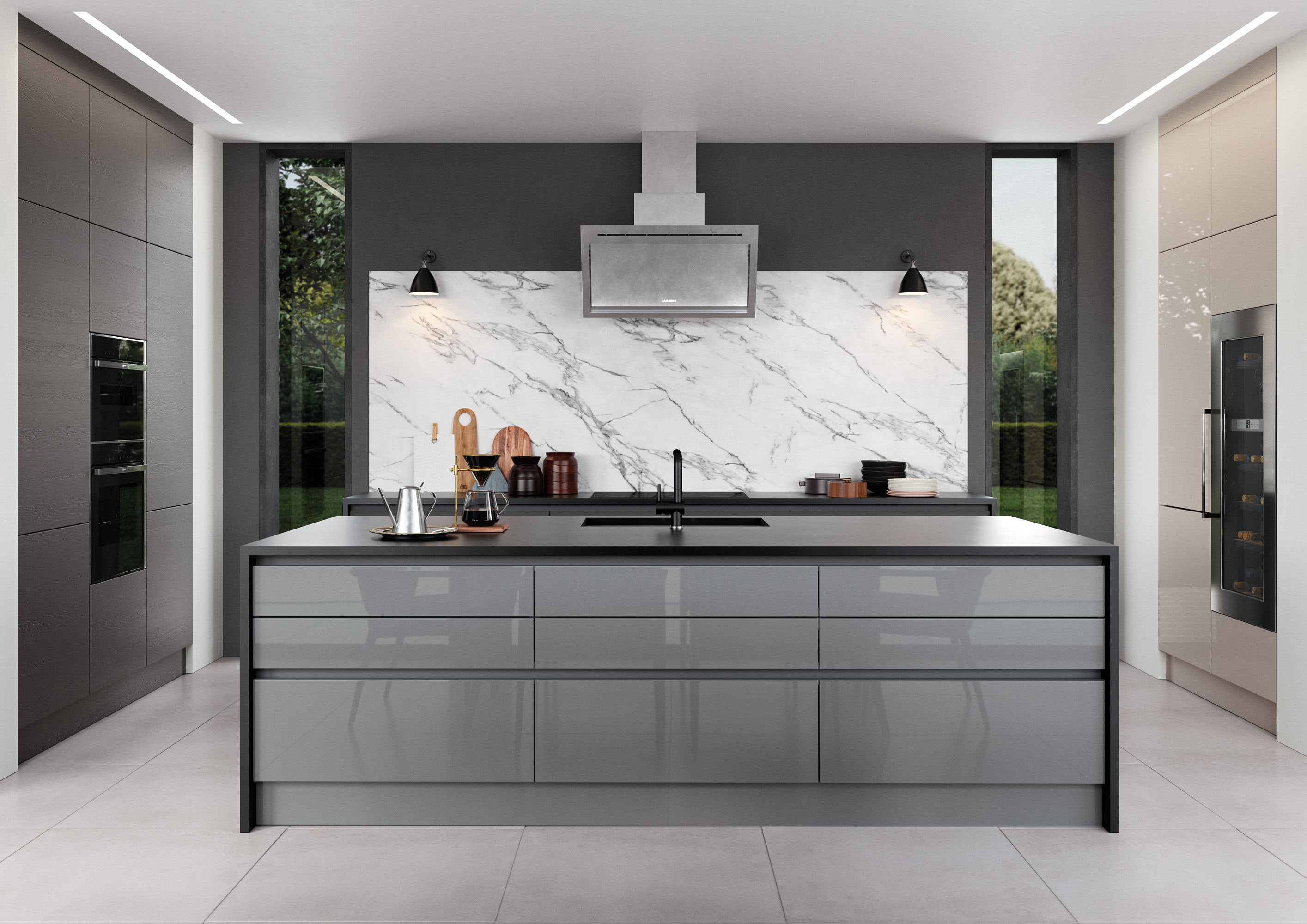 Zola Gloss - Dust Grey and Cashmere with Tavola Carbon