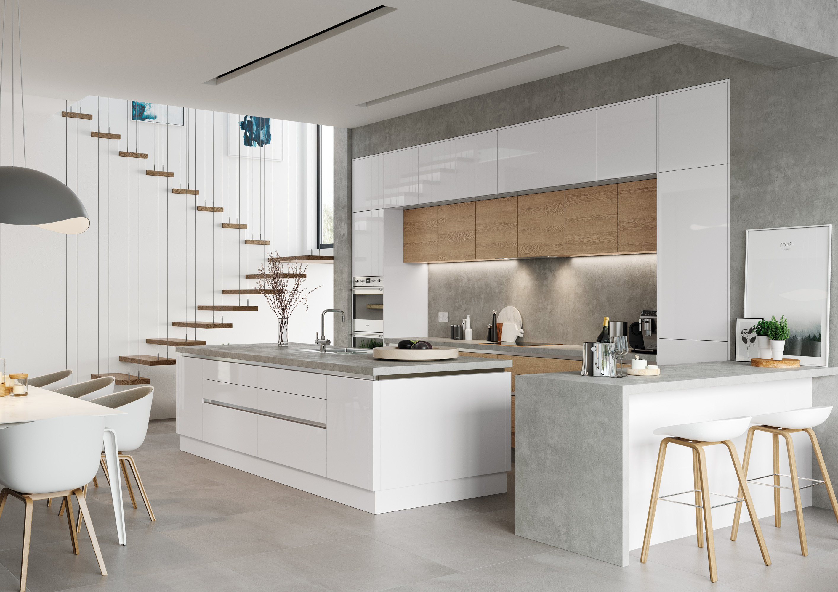 Zola Gloss - White and Tavola Parched Oak